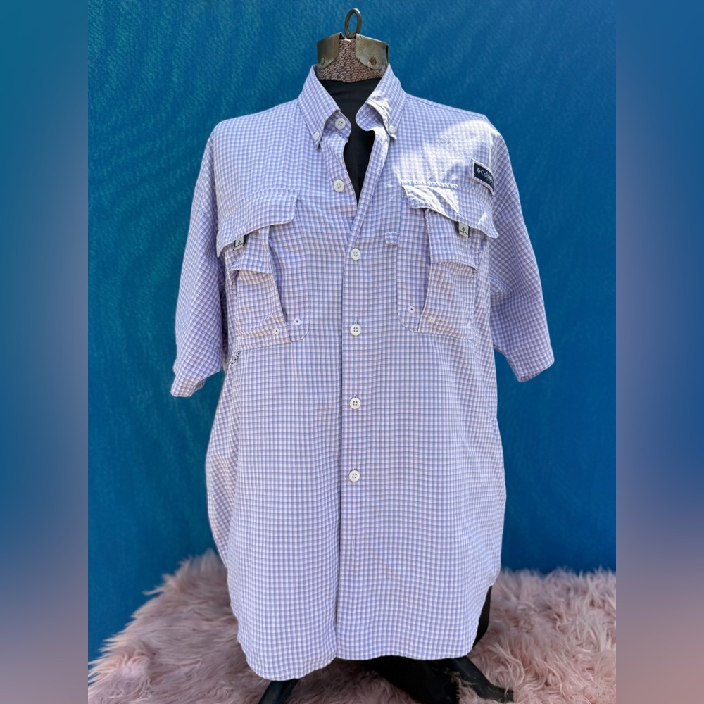 🛶 Columbia PFG Super Bahama Nylon Fishing Shirt Size Small